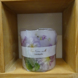 ボタニカルキャンドルL(クリスマスローズと紫の小花)ラベンダーローズの香り 3枚目の画像