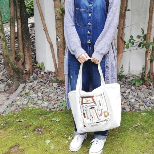 DIY工具柄の刺繍エコ/トートバッグ【防水・撥水生地】 トートバッグ