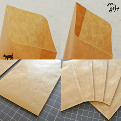 ロウ引き紙 平袋（Sロング）ラッピングセット　ワックスペーパーバッグ　プレゼント包装　ギフト　タグ　シール　リボン　 4枚目の画像