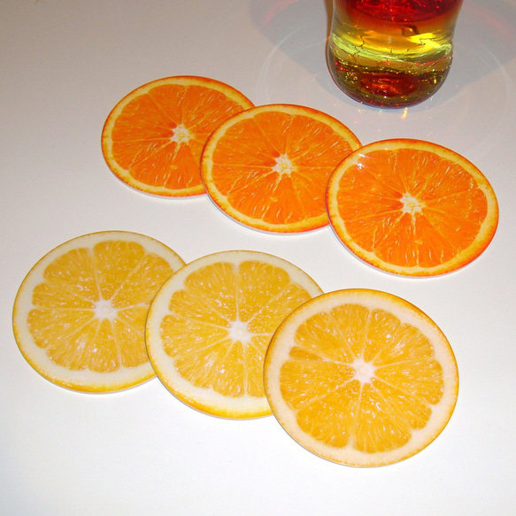 コースター♪オレンジ&レモン 1枚目の画像