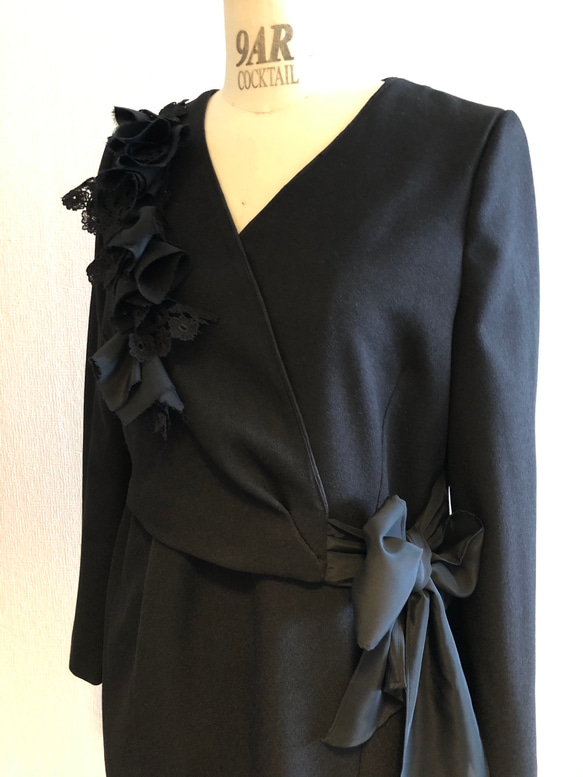 ウールライクフラノのフォーマルワンピース 