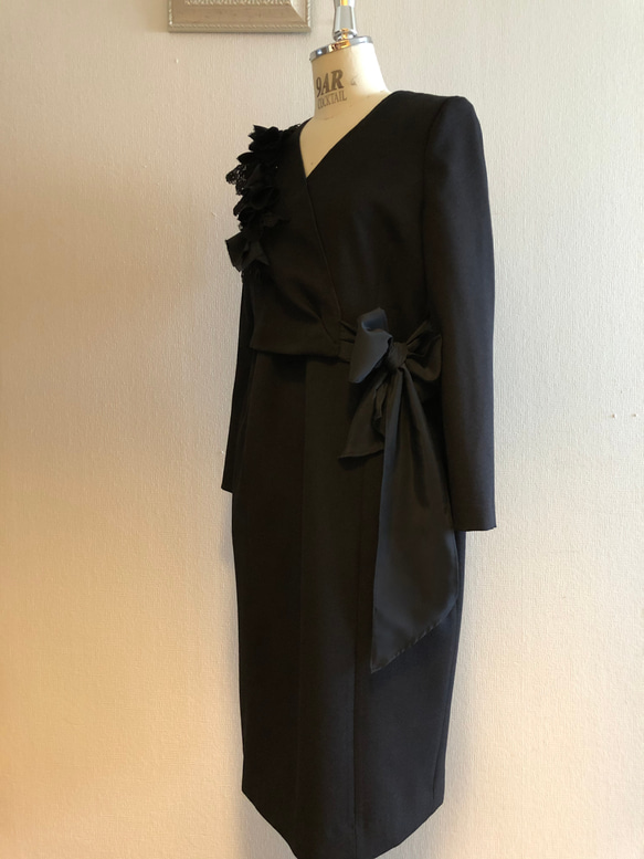 ウールライクフラノのフォーマルワンピース 