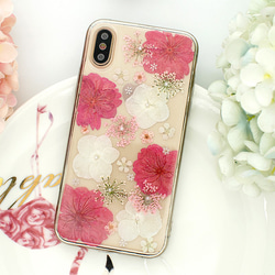 「精神美、優美な女性、純潔」桜－ピンク　押し花ケース iPhone/Galaxy/Xperia対応可能 3枚目の画像