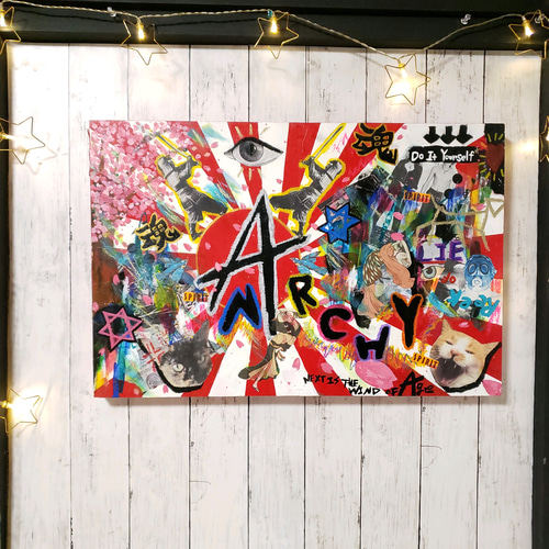 ART/Collage【ANARCHYと大和魂】現代アート/日本 絵画 Chika