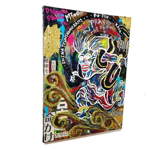 SOLD】風神-FUJIN- 334×242mm/現代アート/日本画/言霊/ご利益/開運