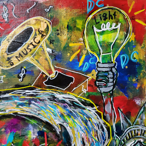 現代アート/一点物】月と八咫烏【F6号】