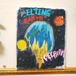 ART/イラスト【MELTING EARTH ICECREAM!!】原画/キャンバスアート/POP/アートパネル/ 1枚目の画像