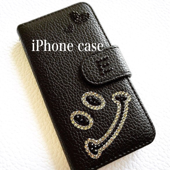 iPhone5/5s.6/6s/6プラス高級レザー手帳型ケース❤︎スワロフスキー 