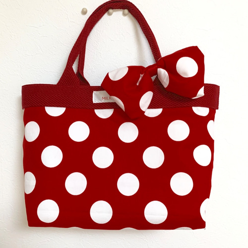 赤ドットトート バッグ L トートバッグ MILK LABEL ミルク