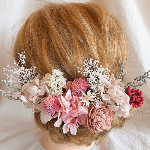 髪飾り ヘッドパーツ 卒業式 結婚式 ドライフラワー プリザーブド