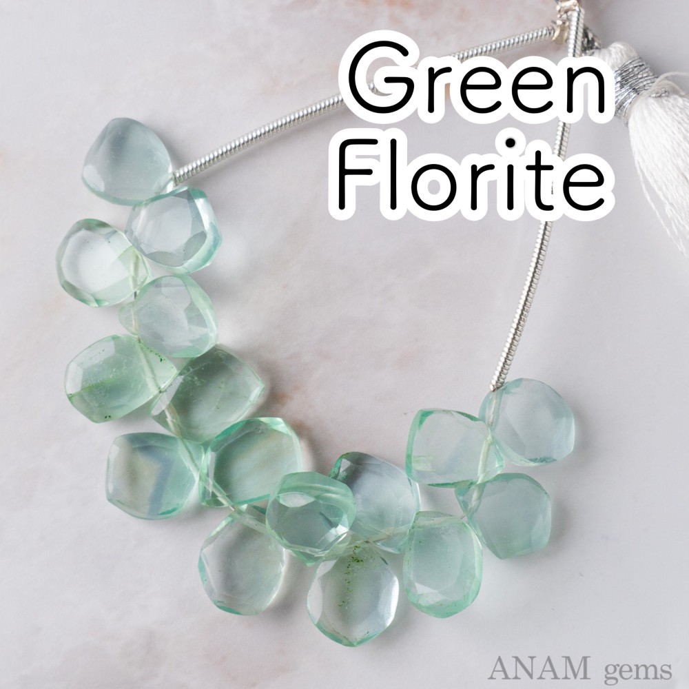 【16粒】グリーンフローライト MOMO花スライスビーズ (ビーズ素材)★ANAM gems 4,374円