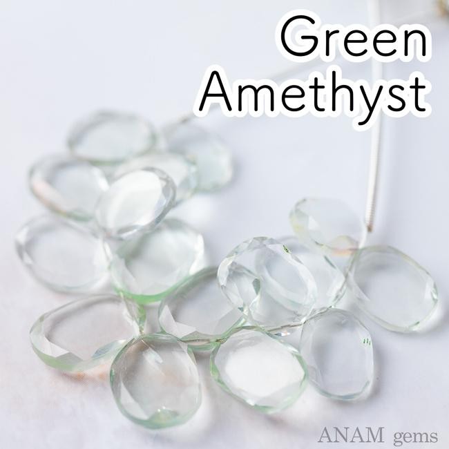 【16粒】グリーンアメジスト MOMO花スライス (ビーズ素材)★ANAM gems