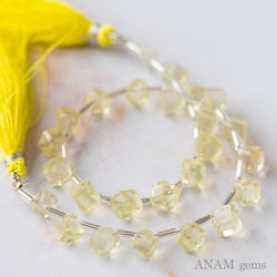 【20cm】レモンクォーツ キューブカット (ビーズ素材)★ANAM gems 5枚目の画像