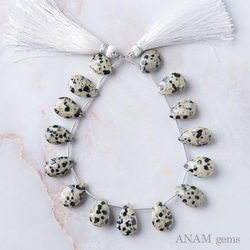 【14粒♪】 ダルメシアンジャスパー ペアシェイプ (ビーズ素材)★ANAM gems 2枚目の画像