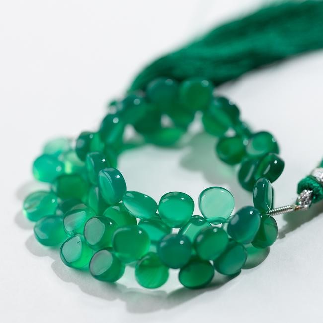 【19cm】グリーンオニキス スムースマロンシェイプ★ (ビーズ素材)ANAM gems