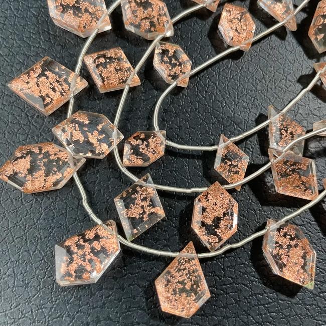 【5粒】コッパーホイルクォーツダブレット ダブレット スライスカット (ビーズ素材)★ANAM gems