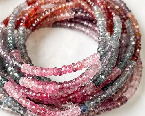 40cm】マルチカラー スピネル ボタンカット 3mm (ビーズ素材)☆ANAM