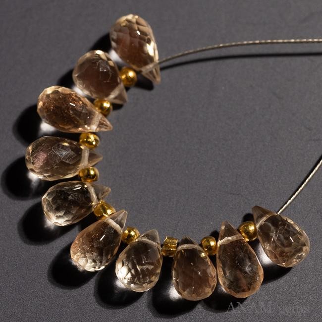 【3粒】オレゴンサンストーン ドロップカット (ビーズ素材)★ANAM gems