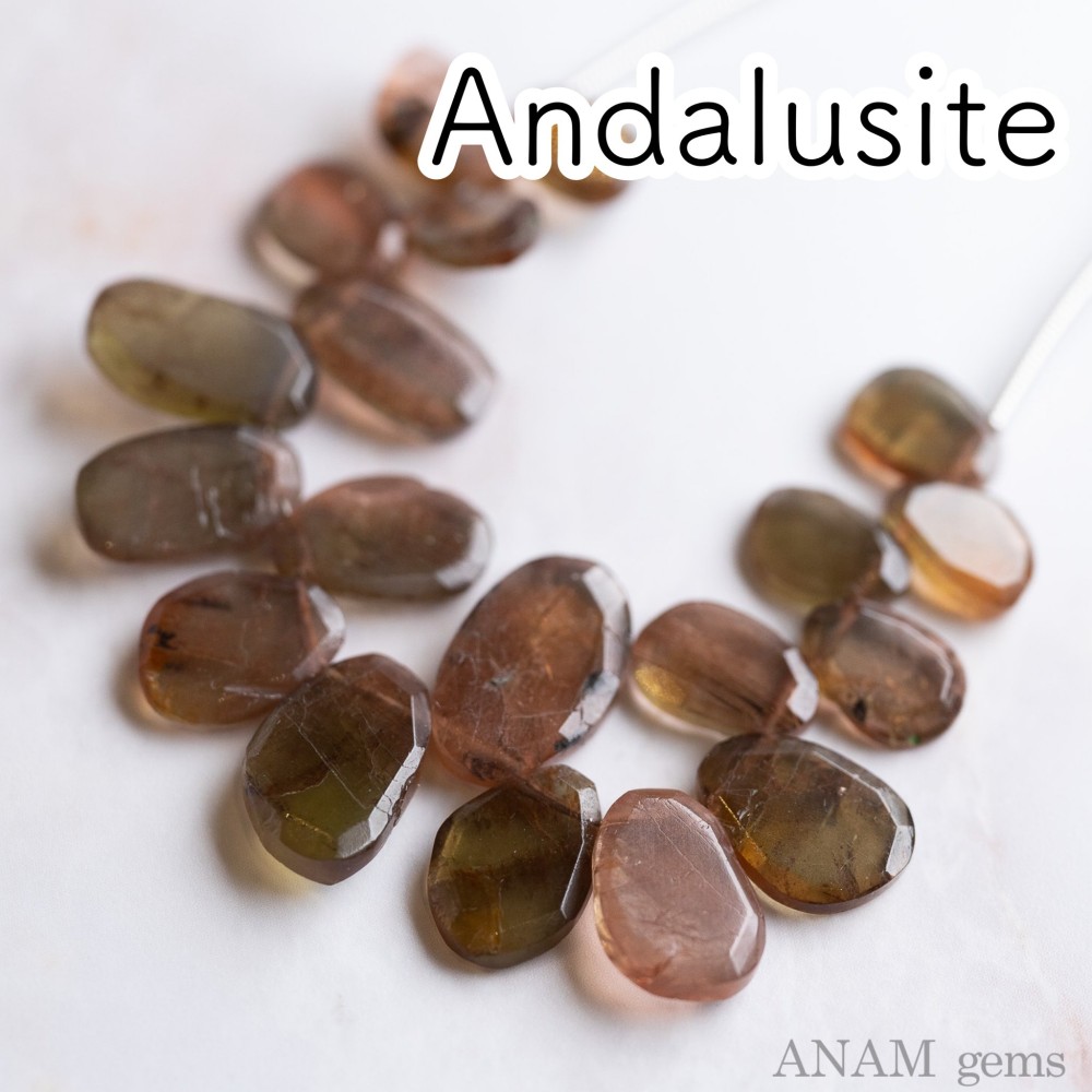 【8粒】アンダリュサイト MOMO花スライス (ビーズ素材)★ANAM gems