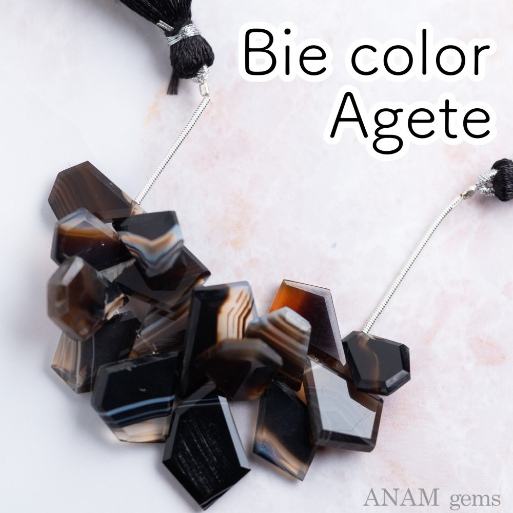 【10粒】バンテッドバイカラーアゲート タブレットスライス（グレー-ホワイト）(ビーズ素材)★ANAM gems