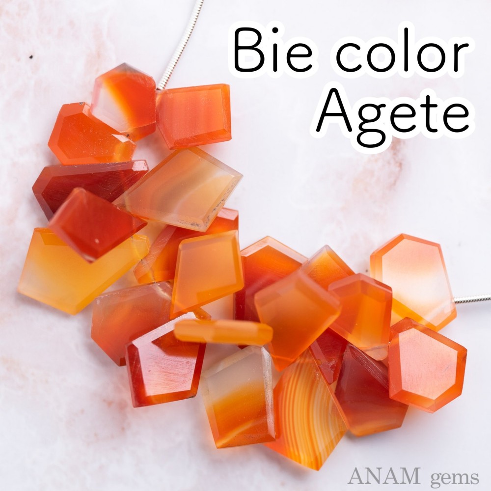 【10粒】バンテッドバイカラーアゲート タブレットスライス（オレンジ-ホワイト）(ビーズ素材)★ANAM gems
