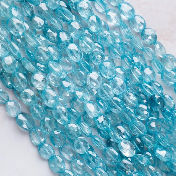 【15cm】ブルージルコン オーバルカット (ビーズ素材)★ANAM gems 1枚目の画像