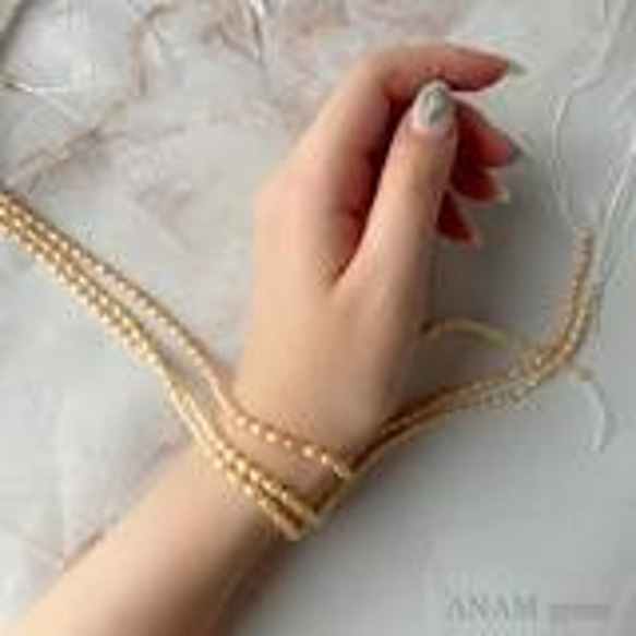 【37㎝】（天然色）オレンジ 淡水パール ライス 5.0-6.0mm-B (ビーズ素材)★ANAM gems 2枚目の画像