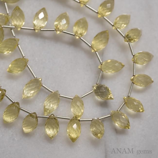 【19粒】レモンクォーツ シャンデリアカット (ビーズ素材)★ANAM gems