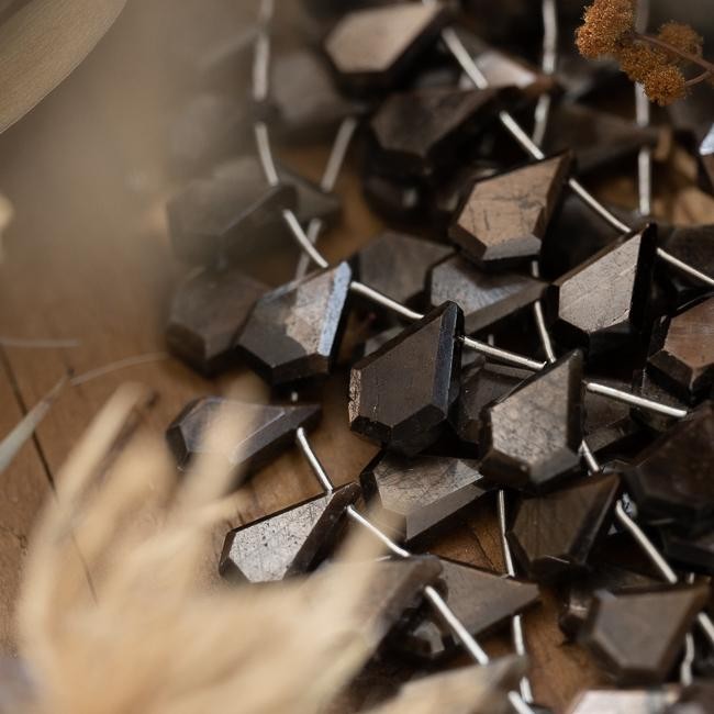 【6粒】ジュピターサファイア ブラウンサファイア スライスタブレットカット (ビーズ素材)★ANAM