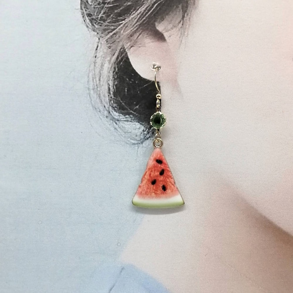 &lt;&lt;Resale&gt;&gt; [Surgical Stainless Steel Earrings] 切面玻璃西 第3張的照片