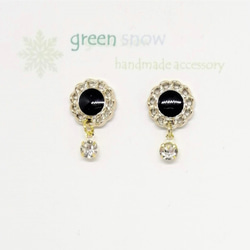 新色上架【Surgical Stainless Earrings】黑灰白Button Stone Daily Earrings 第2張的照片