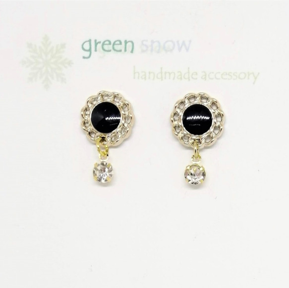 新色上架【Surgical Stainless Earrings】黑灰白Button Stone Daily Earrings 第2張的照片