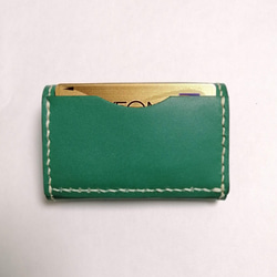 本革　グリーン　レザー　コインケース　カードケース　小銭入れ　手縫い 5枚目の画像
