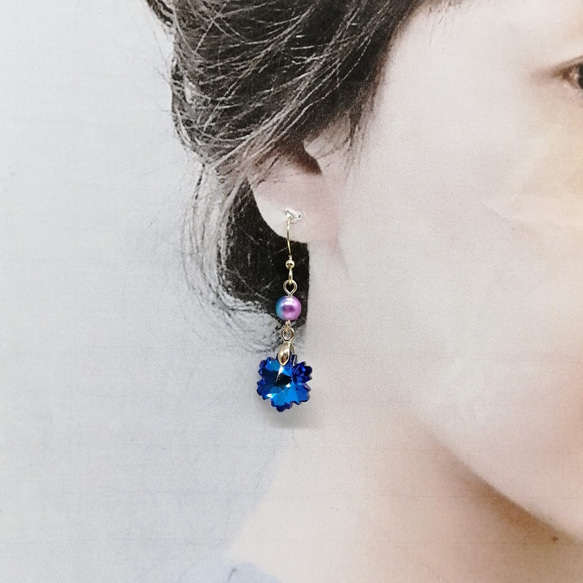 【外科不銹鋼耳環】藍寶石雪花Suncatcher耳環 第3張的照片