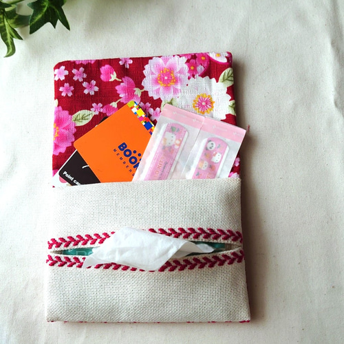 こぎん刺しのポケット付きポケットティッシュケース その他ケース