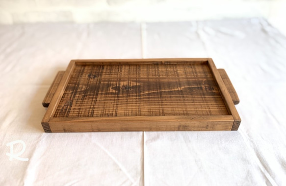 木製カフェトレー　（小）　古材風　ハンドメイド　ＪＢ 1枚目の画像
