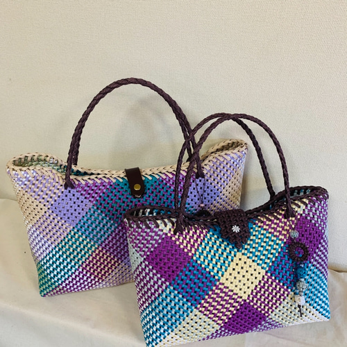 ⭐︎送料無料⭐︎ クラフトバンドの石畳編みのグラデーションバック