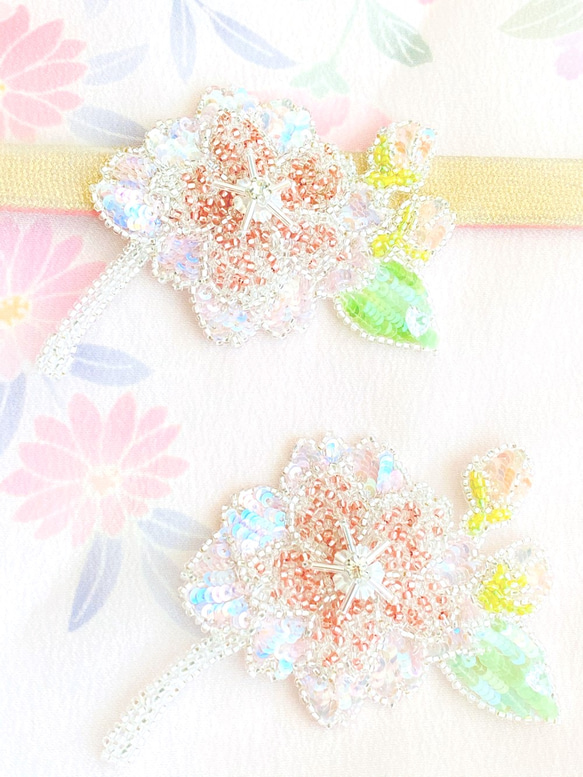 【sale】八重桜のブローチ　オートクチュール刺繍 2枚目の画像