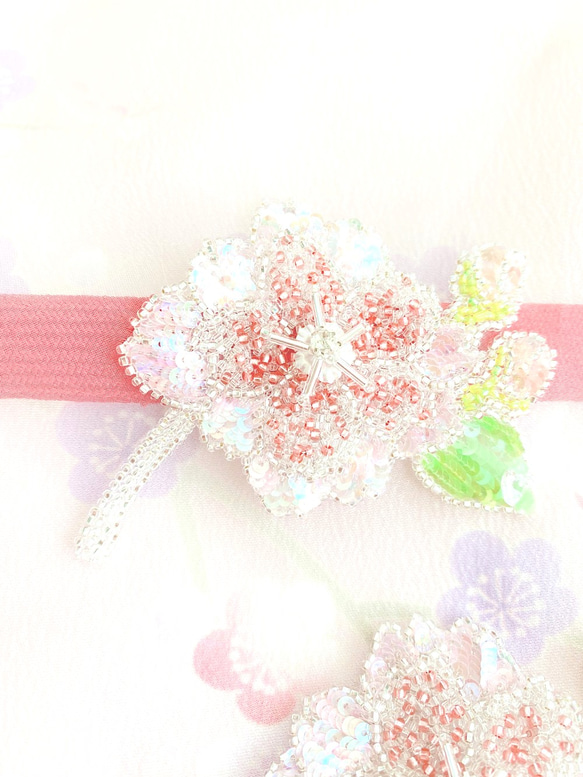 【sale】八重桜のブローチ　オートクチュール刺繍 4枚目の画像