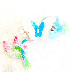【受注製作】ハチドリのブローチ　オートクチュール刺繍仕立て 6枚目の画像