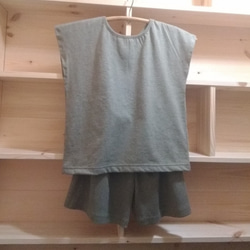 『夏の福袋』オーガニックcottonニットセットアップフレンチスリーブシャツ＆ショートパンツ（80cm～120cm） 2枚目の画像
