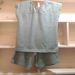 『夏の福袋』オーガニックcottonニットセットアップフレンチスリーブシャツ＆ショートパンツ（80cm～120cm） 3枚目の画像