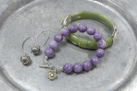 レピドライトとカレンシルバーのブレスレット レピドライトとカレンシルバーのブレスレット ブレスレット Devil Cat