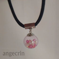 キラキラガラスドームヘアゴム　ピンク 2枚目の画像