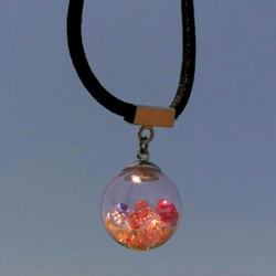 キラキラガラスドームヘアゴム　ピンク 5枚目の画像