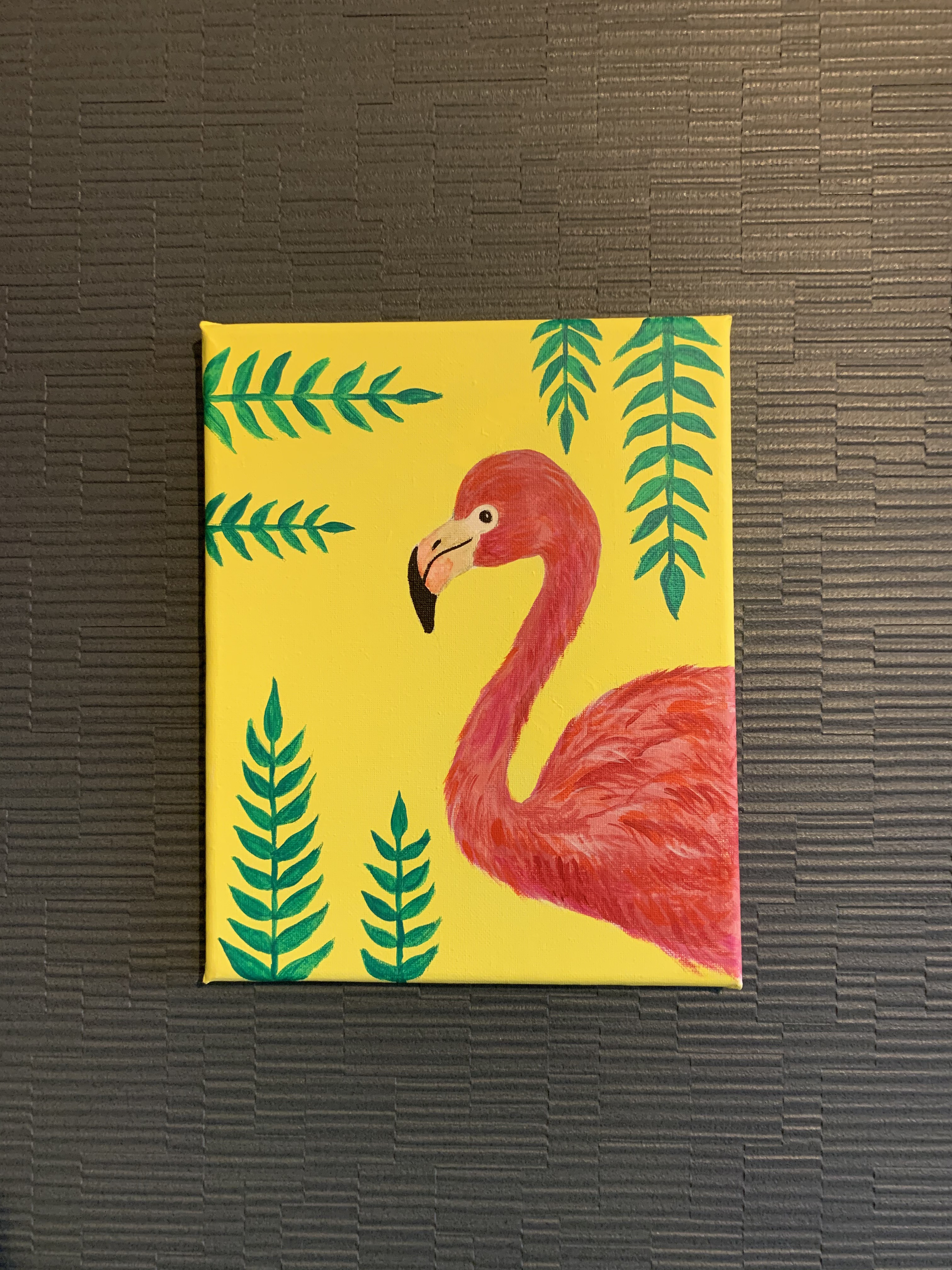 に*け様 「 逃げることをやめたフラミンゴ 」｜絵画 原画 抽象画 動物画 ドロ に*け様 「 逃げることをやめたフラミンゴ 」｜絵画 原画 抽象画