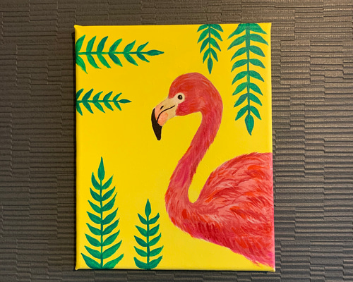 に*け様 「 逃げることをやめたフラミンゴ 」｜絵画 原画 抽象画 動物画 ドロ 0_a8ff14bf79ecd05e694b5042a90c