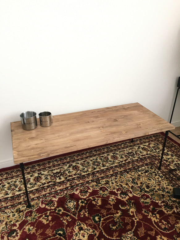 期間限定価格！オーダーテーブル　オリジナルテーブル　お洒落アイアンカフェテーブル　天然無垢材 6枚目の画像