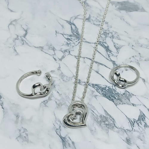 dual heart》ネックレストップ|silver925・大人のハート dual heart》ネックレストップ|silver925・大人のハート