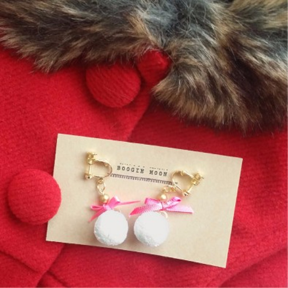 ponpon_tassel【white×pink】 2枚目の画像